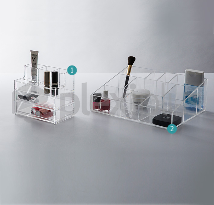 Cosmetic organizer box 2 drawers